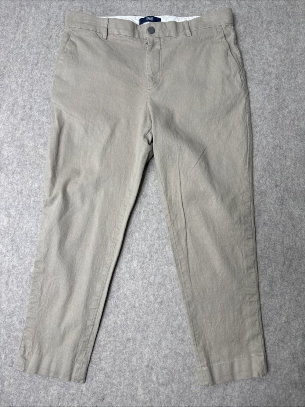 SPOKE Smart Linen Chino Pants Khaki Slim Fit Mens Actual 32x26